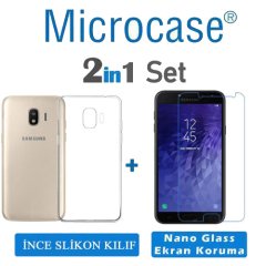 Microcase Samsung Galaxy J4 İnce Silikon Kılıf + Ekran Koruma