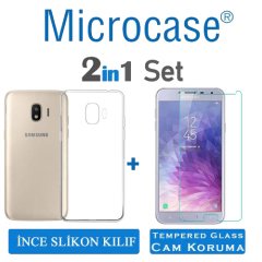 Microcase Samsung Galaxy J4 İnce Silikon Kılıf + Ekran Koruma