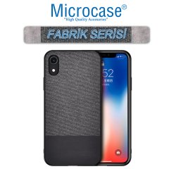 Microcase iPhone XR Fabrik Serisi Kumaş ve Deri Desen Kılıf - Siyah