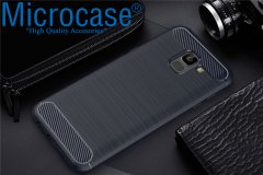 Microcase Samsung J6 Brushed Carbon Fiber Silikon + Ekran Koruma