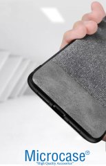 Microcase iPhone XR Fabrik Serisi Kumaş ve Deri Desen Kılıf - Gri