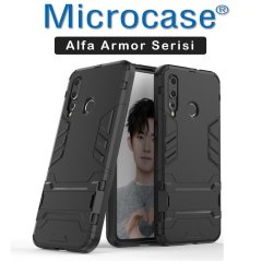 Huawei Nova 4 Alfa Armor Standlı Kılıf + Tam Kaplayan Cam