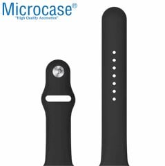 Microcase Apple Watch Seri 5 44 mm için Silikon Kordon Kayış - Siyah