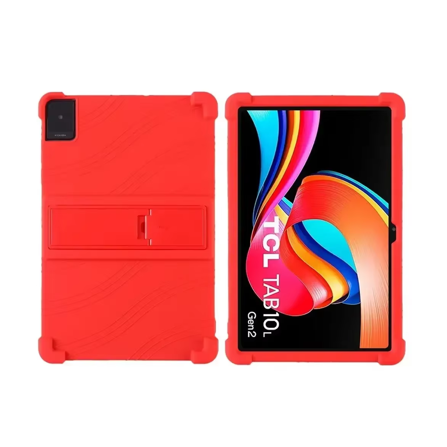 Microcase TCL Tab 10L Gen 2 Tablet için Standlı Silikon Kılıf - AL3309 Kırmızı