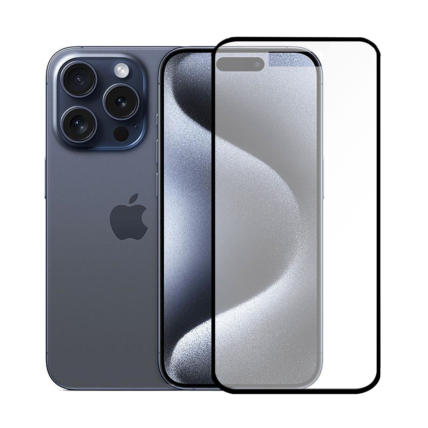 Microcase Iphone 15 Pro Tam Kaplayan Çerçeveli Tempered Ekran Koruyucu AL3276
