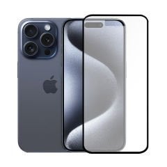 Microcase Iphone 15 Pro Tam Kaplayan Çerçeveli Tempered Ekran Koruyucu AL3276