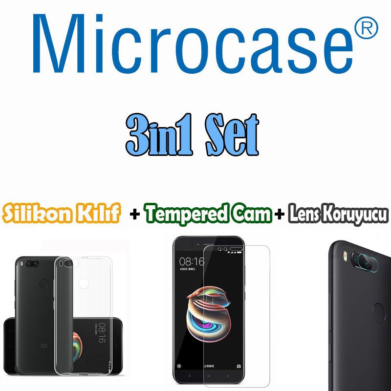 Xiaomi Mi 5x - 3in1 Set - Kılıf + Cam Koruma + Lens Filmi