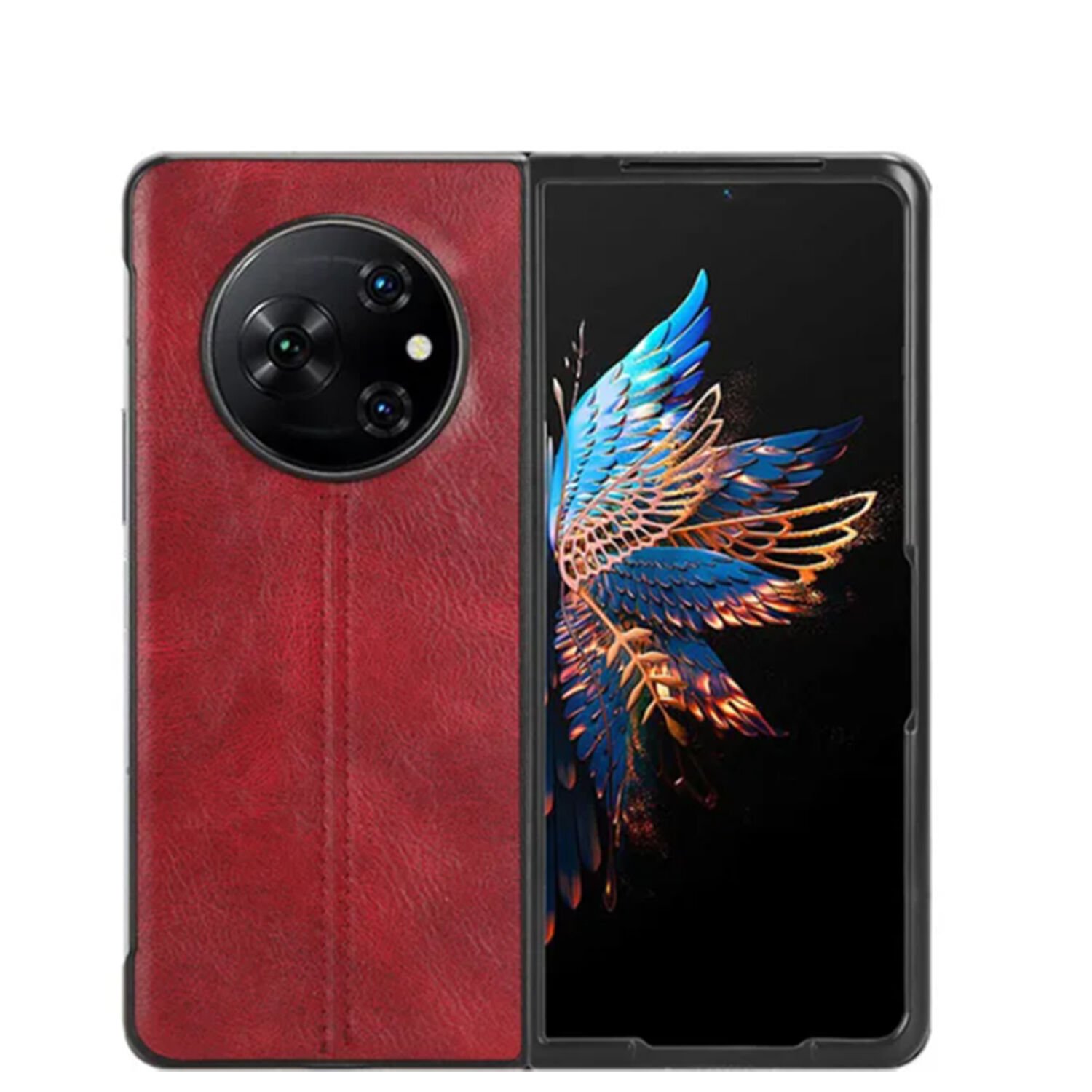 Microcase Tecno Phantom V Fold  Deri Desenli Plastik Koruma Kılıf-AL4225