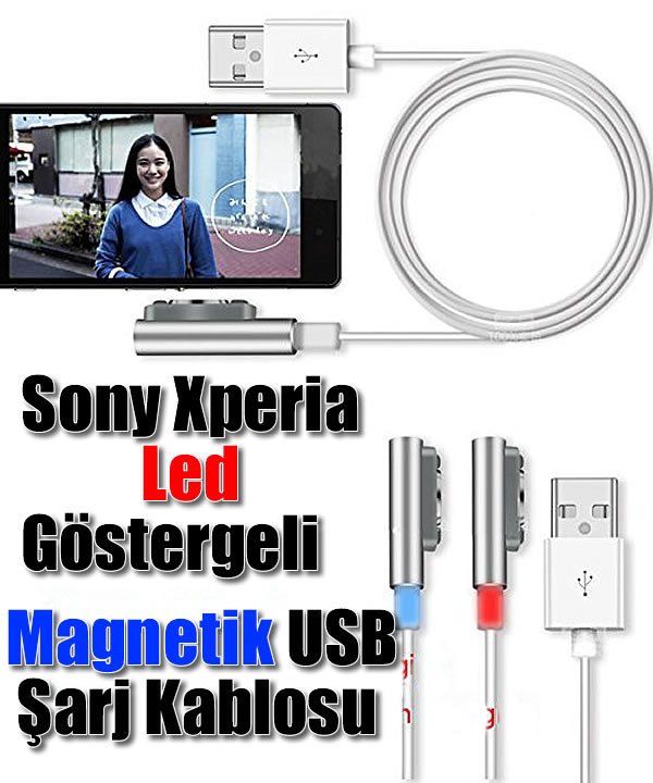 Xperia T2 Ultra Manyetik Ledli USB Şarj Kablosu