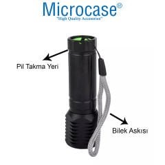 Microcase Pilli Cep ve El Feneri Avcılık Kamp Zoomlu LED Lamba - AL3595