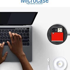 Microcase Samsung Galaxy Z Flip 3 için Deri Desenli Plastik Koruma Kılıf - Kırmızı
