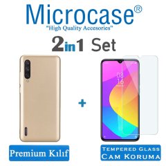 Microcase Xiaomi Mi 9 Lite Premium Matte Silikon Kılıf + Tempered Glass Cam Koruma