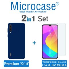 Microcase Xiaomi Mi 9 Lite Premium Matte Silikon Kılıf + Tempered Glass Cam Koruma