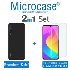 Microcase Xiaomi Mi 9 Lite Premium Matte Silikon Kılıf + Tempered Glass Cam Koruma