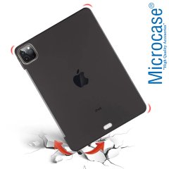 Microcase iPad Pro 4.Nesil 12.9 inch 2020 Kablosuz Şarj Uyumlu Silikon Tpu Soft Kılıf - Füme
