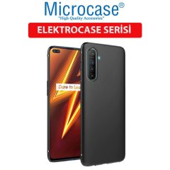 Microcase Realme 6 Pro Elektrocase Serisi Kamera Korumalı Silikon Kılıf - Siyah + Tempered Glass Cam Koruma