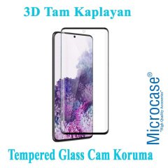 Microcase Samsung Galaxy S20 3D Curved Tam Kaplayan Tempered Glass Cam Koruma - Siyah