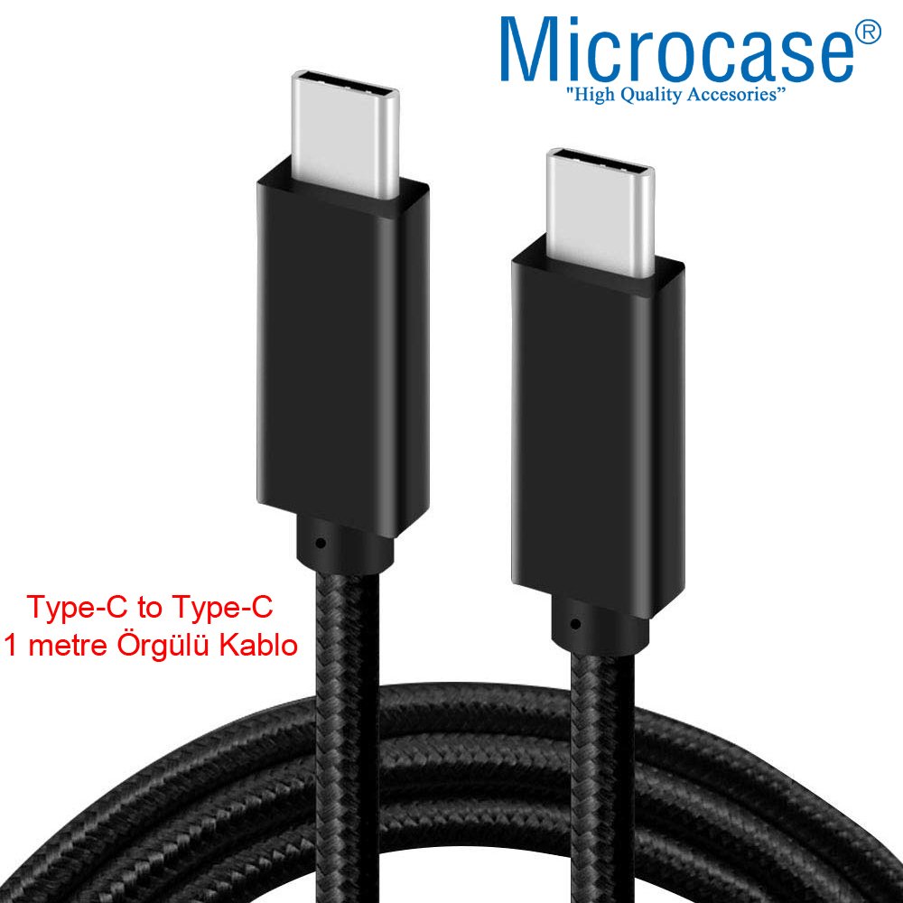 Microcase Type C to Type C 1 metre Şarj ve Data Kablosu Örgülü Siyah - Model No : AL2394