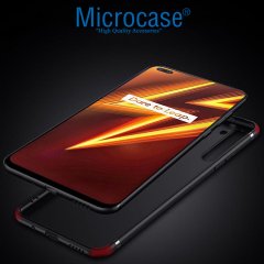 Microcase Realme 6 Pro Elektrocase Serisi Kamera Korumalı Silikon Kılıf - Siyah + Tempered Glass Cam Koruma