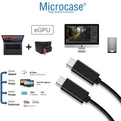 Microcase Type C to Type C 1 metre Şarj ve Data Kablosu Örgülü Siyah - Model No : AL2394