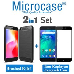 Xiaomi Redmi Go Brushed Kılıf + Tam Kaplayan Çerçeveli Cam