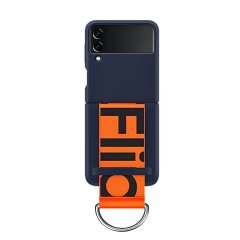 Microcase Samsung Z Flip 3 Parmak Tutuculu Kayış Askılı Plastik Kılıf - AL3007 Lacivert