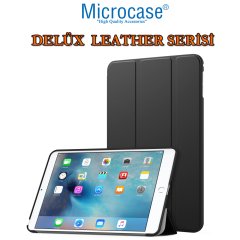 Microcase iPad Mini 4 Delüx Leather Serisi Standlı Kılıf - Siyah
