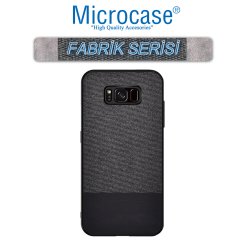 Microcase Samsung Galaxy S8 Fabrik Serisi Kumaş ve Deri Desen Kılıf - Siyah