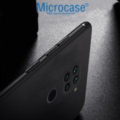 Microcase Xiaomi Redmi Note 9 Elektrocase Serisi Kamera Korumalı Silikon Kılıf - Siyah + Tempered Glass Cam Koruma
