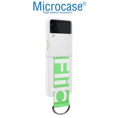Microcase Samsung Z Flip 3 Parmak Tutuculu Kayış Askılı Plastik Kılıf - AL3007 Beyaz