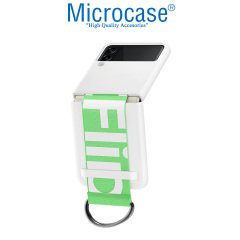 Microcase Samsung Z Flip 3 Parmak Tutuculu Kayış Askılı Plastik Kılıf - AL3007 Beyaz
