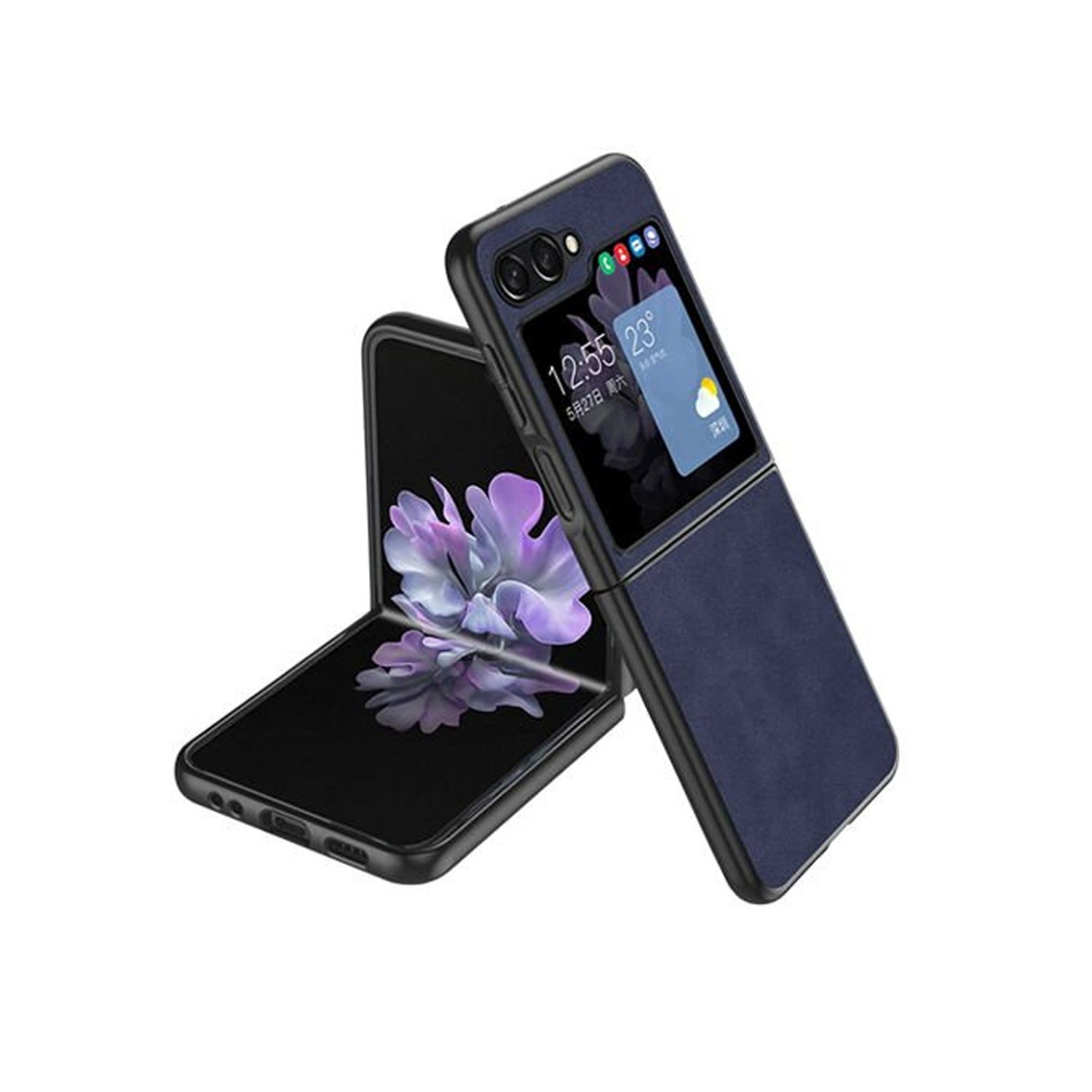 Microcase Samsung Galaxy Z Flip 6 için Deri Desenli Plastik Koruma Kılıf - AL3156