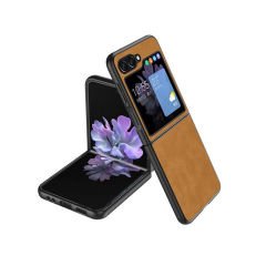Microcase Samsung Galaxy Z Flip 6 için Deri Desenli Plastik Koruma Kılıf - AL3156
