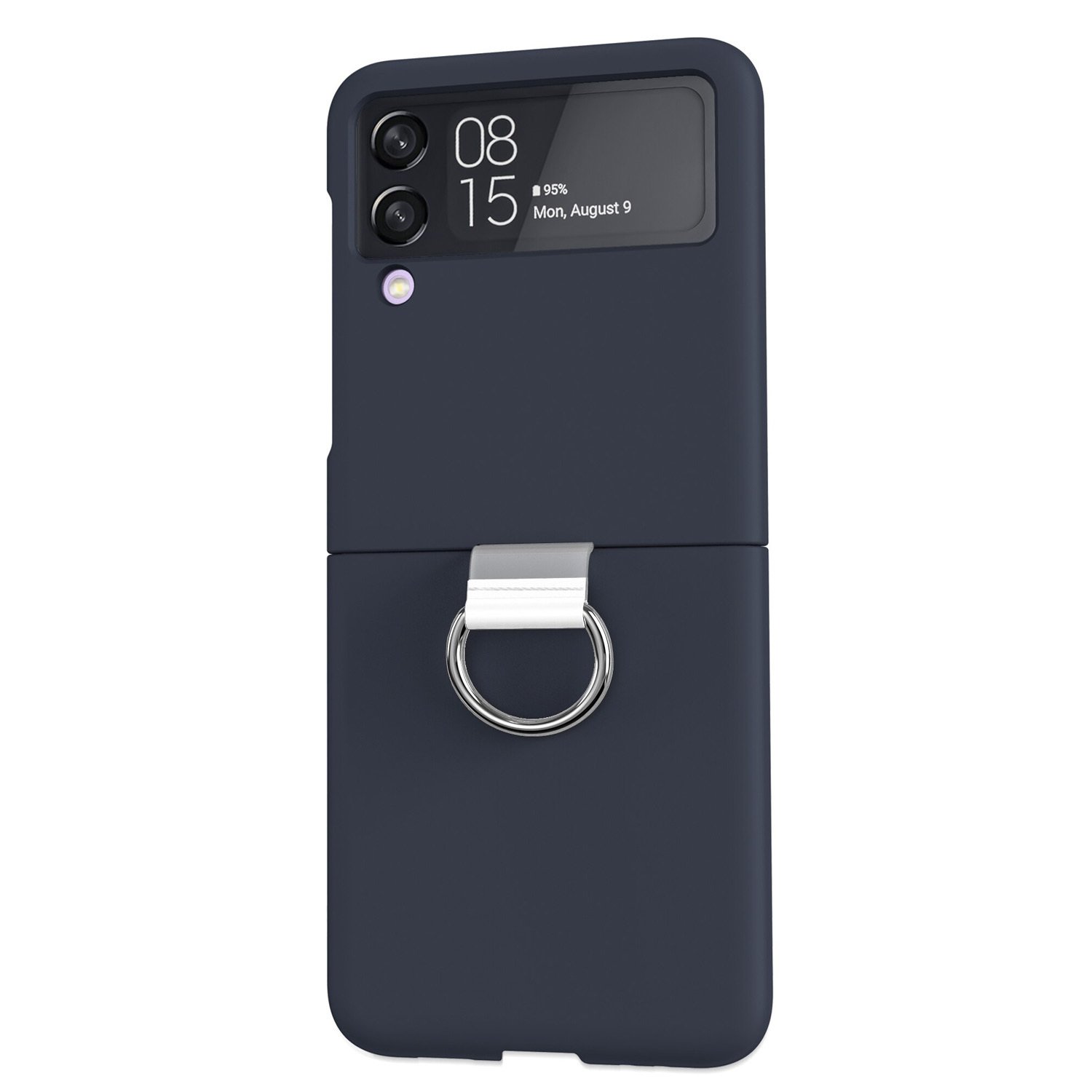 Microcase Samsung Z Flip 3 Parmak Tutuculu Plastik Kılıf - AL3006 Lacivert