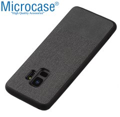 Microcase Samsung Galaxy S9 Fabrik Serisi Kumaş ve Deri Desen Kılıf - Siyah