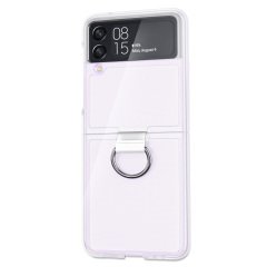 Microcase Samsung Z Flip 3 Parmak Tutuculu Plastik Kılıf - AL3006 Şeffaf