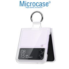 Microcase Samsung Z Flip 3 Parmak Tutuculu Plastik Kılıf - AL3006 Şeffaf