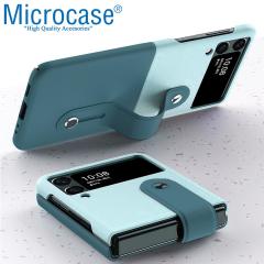 Microcase Samsung Z Flip 3 Parmak Tutuculu Plastik Kılıf - AL3006 Şeffaf