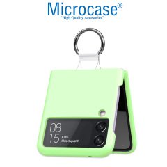Microcase Samsung Z Flip 3 Parmak Tutuculu Plastik Kılıf - AL3006 Su Yeşili