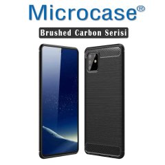Microcase Samsung Galaxy A81 Brushed Carbon Fiber Silikon Kılıf - Siyah