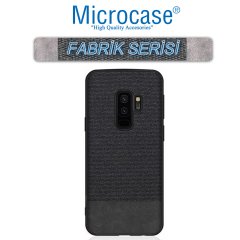 Microcase Samsung Galaxy S9 Plus Fabrik Serisi Kumaş ve Deri Desen Kılıf - Siyah