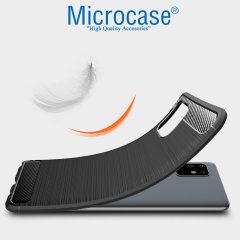 Microcase Samsung Galaxy A81 Brushed Carbon Fiber Silikon Kılıf - Siyah