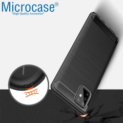 Microcase Samsung Galaxy A81 Brushed Carbon Fiber Silikon Kılıf - Siyah