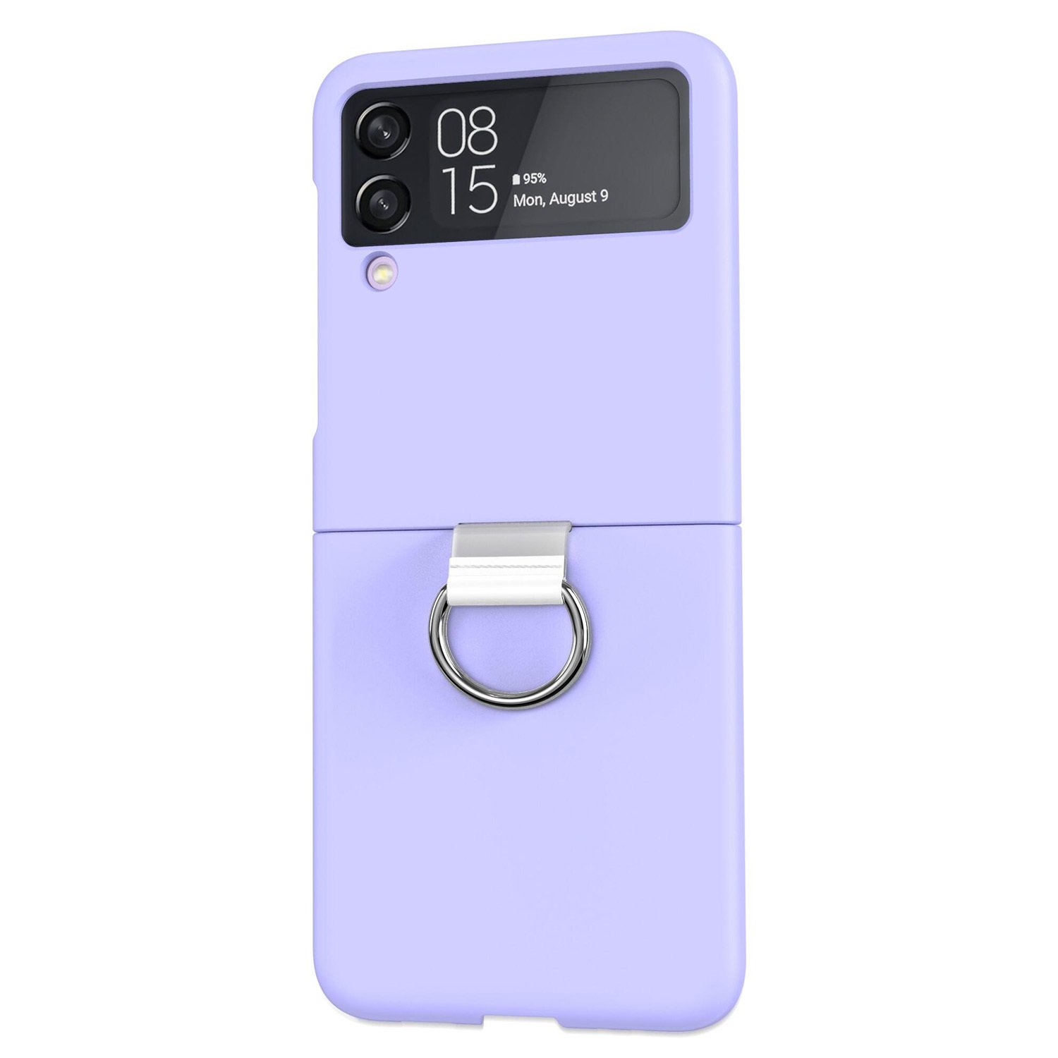 Microcase Samsung Z Flip 3 Parmak Tutuculu Plastik Kılıf - AL3006 Lila