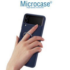 Microcase Samsung Z Flip 3 Parmak Tutuculu Plastik Kılıf - AL3006 Lila
