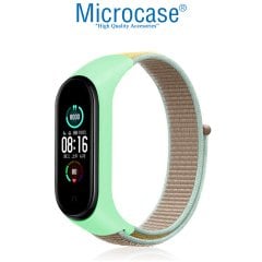 Microcase Xiaomi Mi Band 5 Kaliteli Hasır Örme Kayış Su Yeşili-Kahverengi - KY4