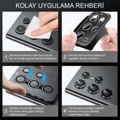 Microcase Samsung Galaxy S23 Kamera Camı Lens Koruyucu Halka Set - AL8114