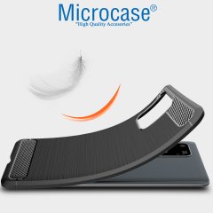 Microcase Samsung Galaxy A91 - M80S - S10 Lite Brushed Carbon Fiber Silikon Kılıf - Siyah