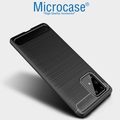 Microcase Samsung Galaxy A91 - M80S - S10 Lite Brushed Carbon Fiber Silikon Kılıf - Siyah