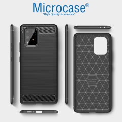 Microcase Samsung Galaxy A91 - M80S - S10 Lite Brushed Carbon Fiber Silikon Kılıf - Siyah